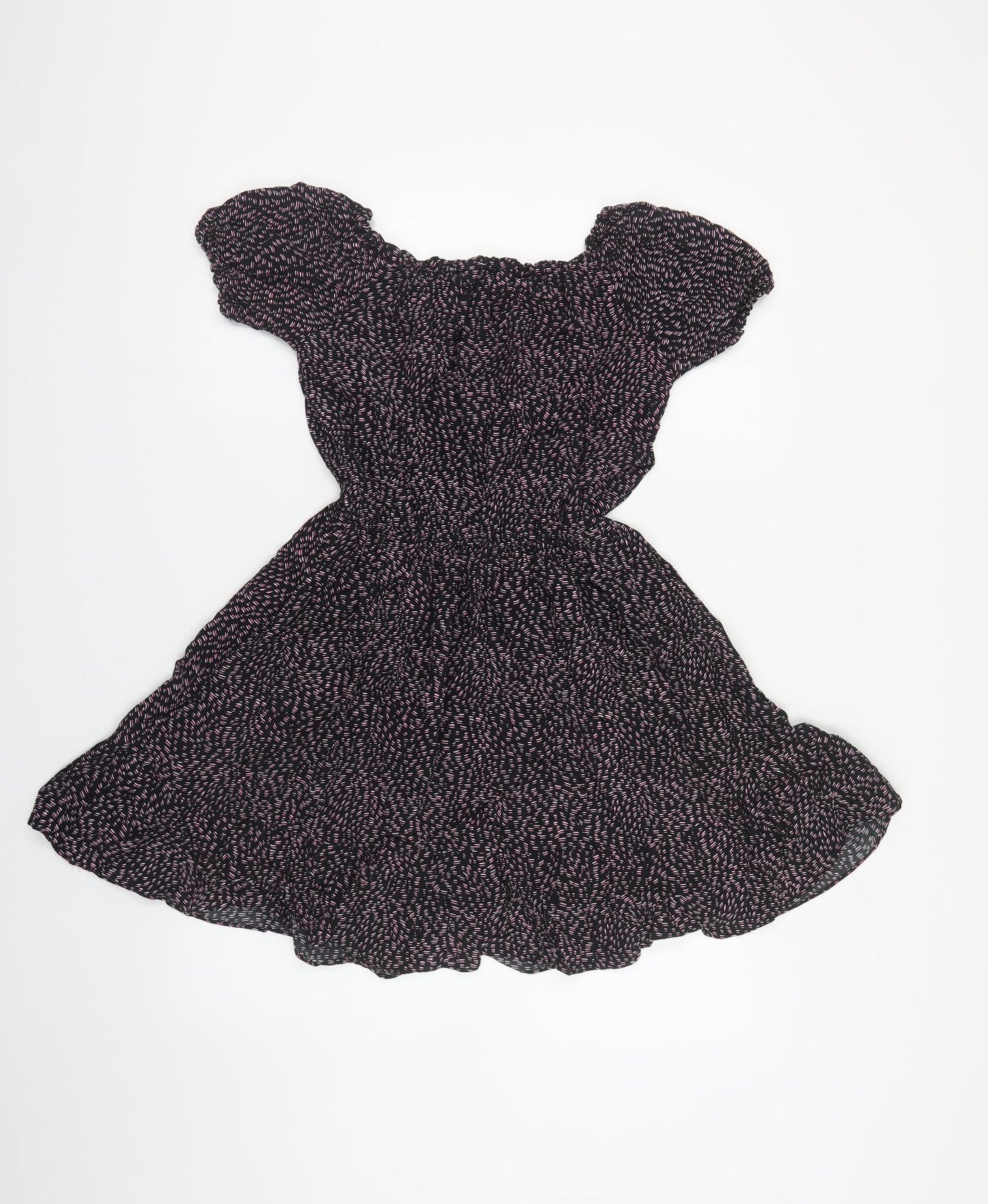 & Other Stories Womens Black Geometric Viscose Fit & Flare Size 8 Off the Shoulder Pullover