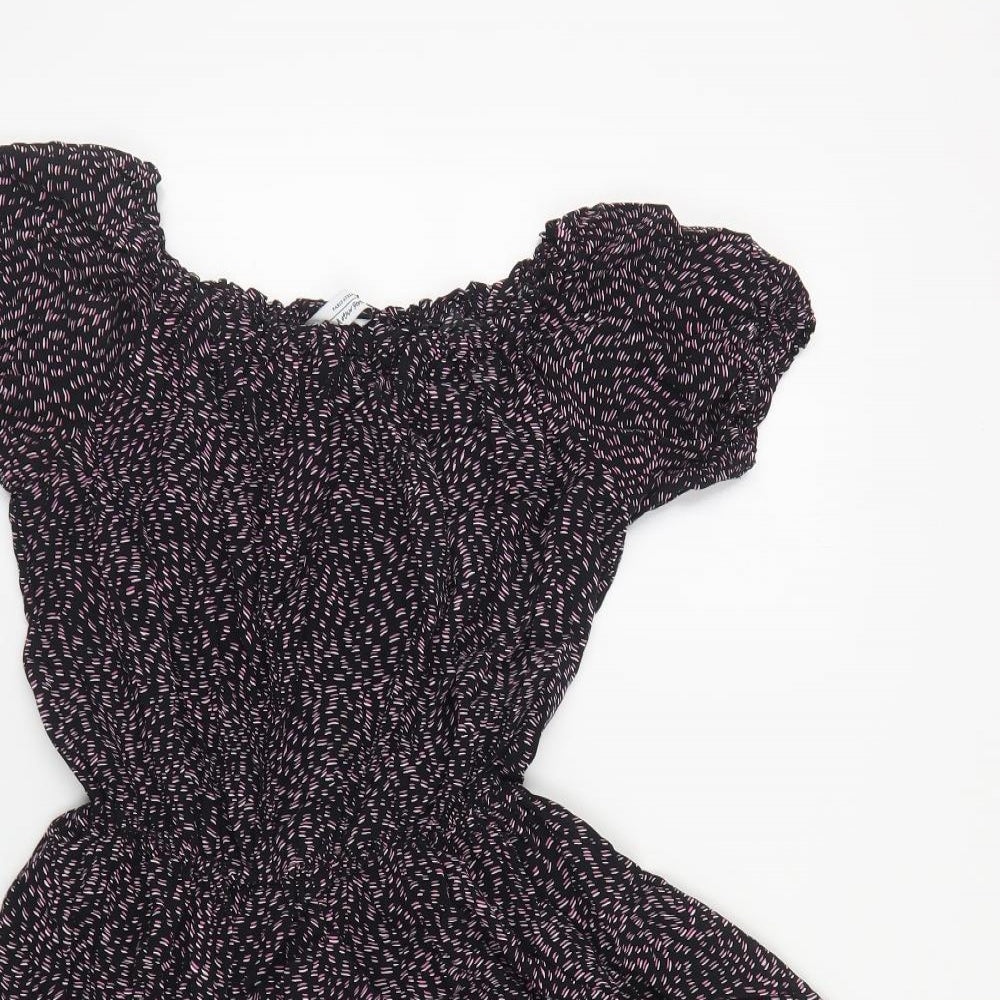 & Other Stories Womens Black Geometric Viscose Fit & Flare Size 8 Off the Shoulder Pullover