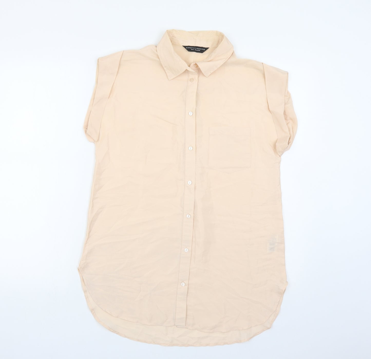 Dorothy Perkins Womens Pink Polyester Basic Button-Up Size 8 Collared