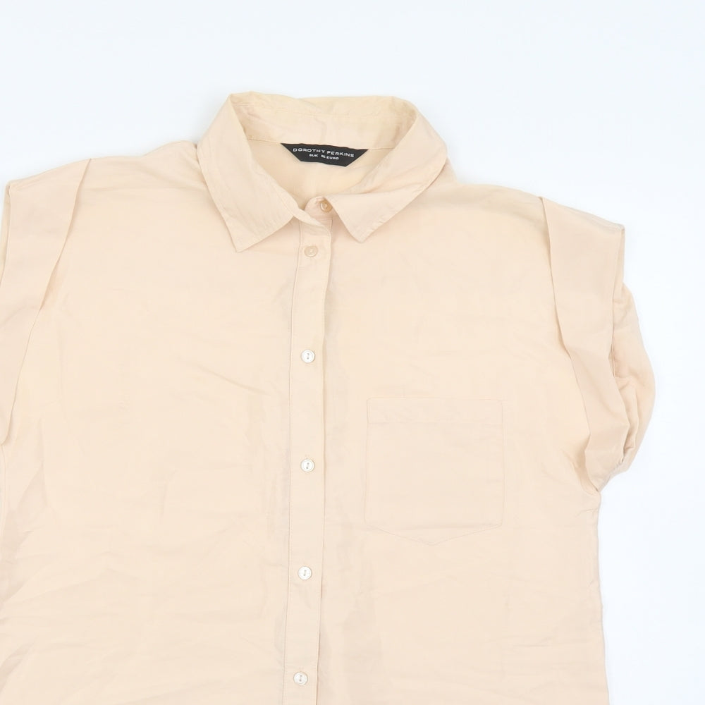 Dorothy Perkins Womens Pink Polyester Basic Button-Up Size 8 Collared