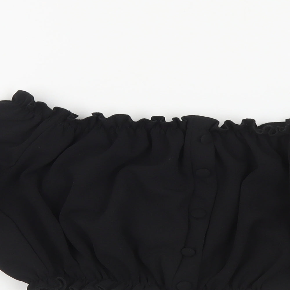 New Look Womens Black Polyester Cropped Blouse Size 8 Off the Shoulder