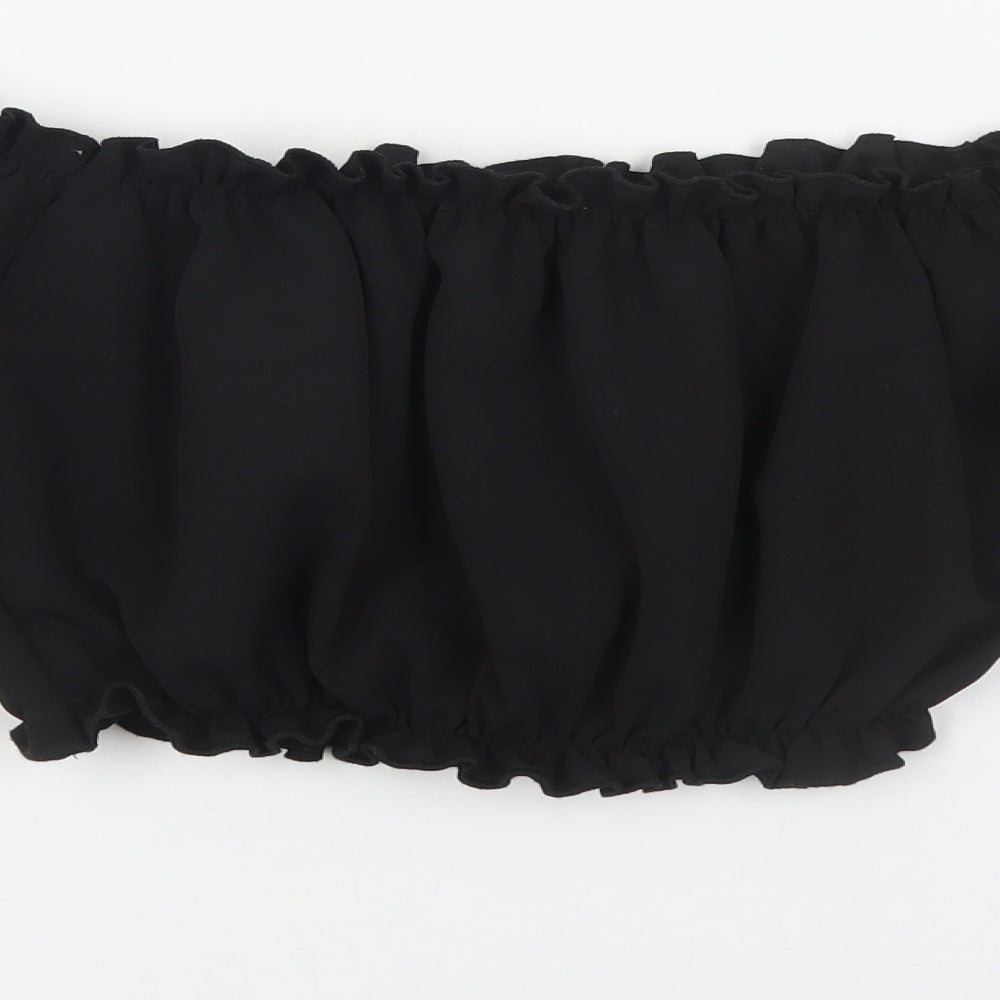 New Look Womens Black Polyester Cropped Blouse Size 8 Off the Shoulder