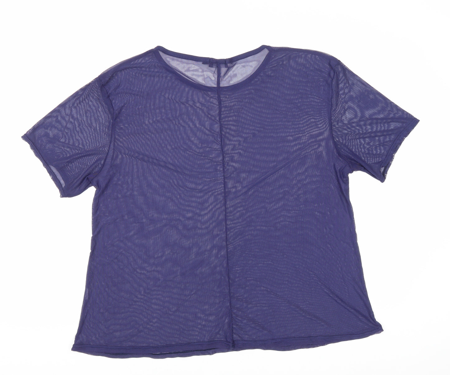PRETTYLITTLETHING Womens Blue Polyester Basic T-Shirt Size 18 Round Neck
