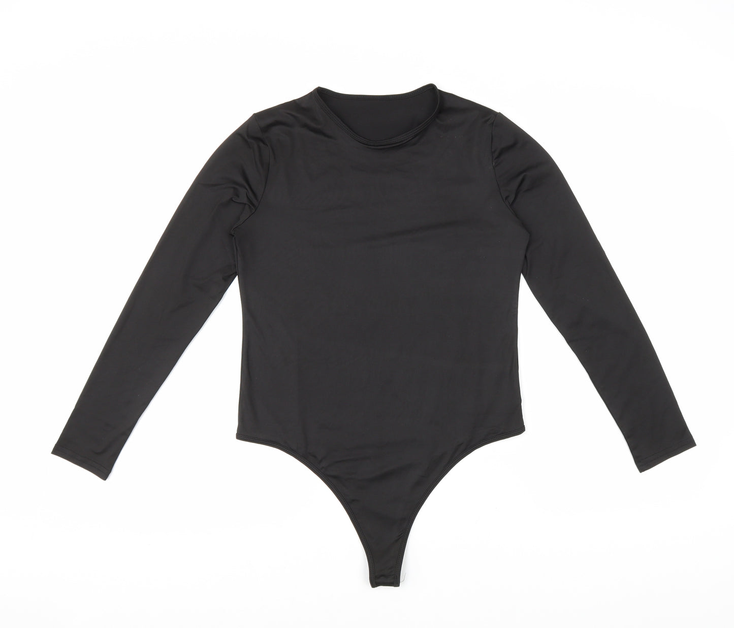 Preworn Womens Black Polyester Bodysuit One-Piece Size L Snap