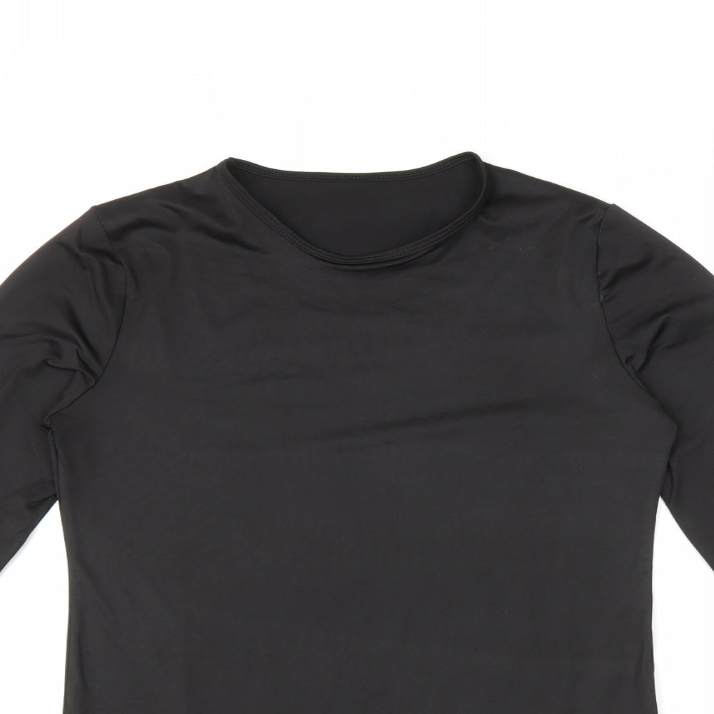 Preworn Womens Black Polyester Bodysuit One-Piece Size L Snap