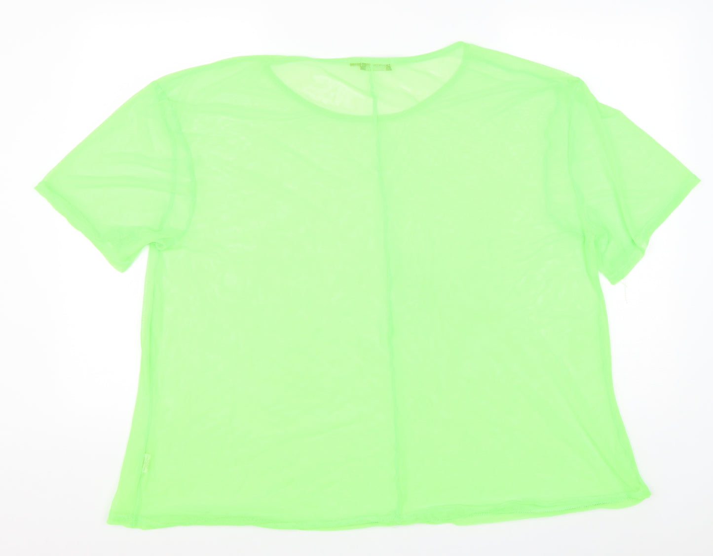 PRETTYLITTLETHING Womens Green Polyester Basic T-Shirt Size 20 Round Neck - Neon green