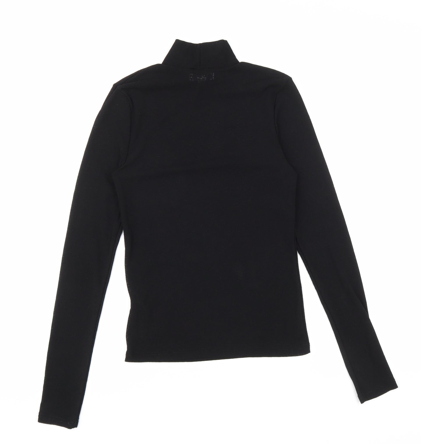 Topshop Womens Black Polyester Basic T-Shirt Size 12 High Neck