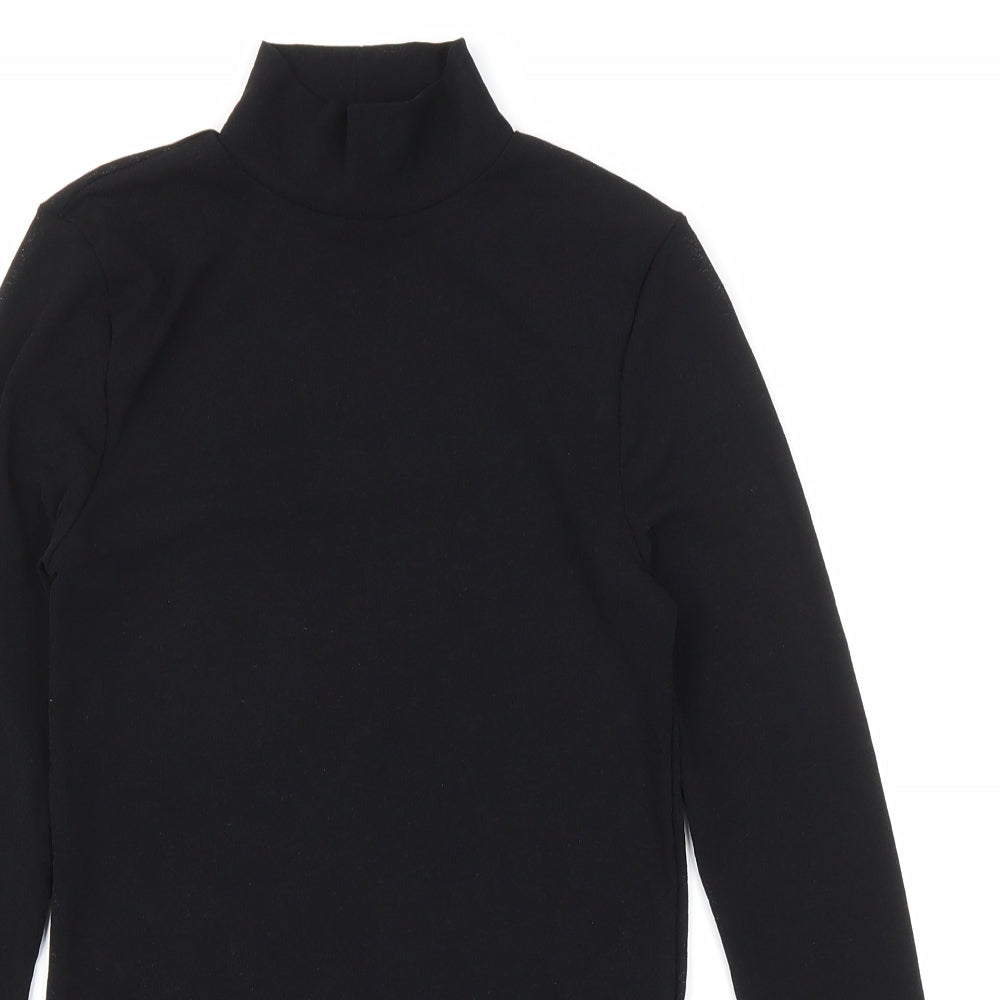 Topshop Womens Black Polyester Basic T-Shirt Size 12 High Neck