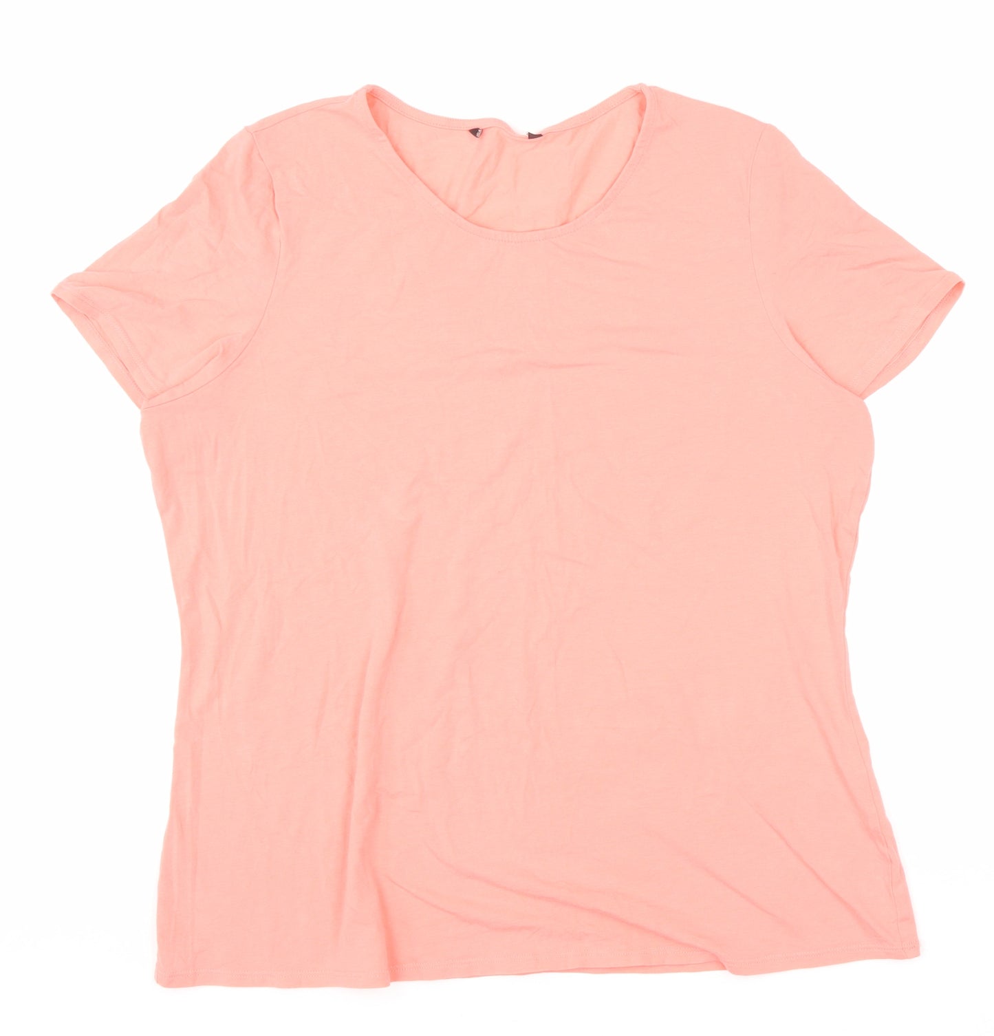 Preworn Womens Pink Cotton Basic T-Shirt Size 20 Round Neck