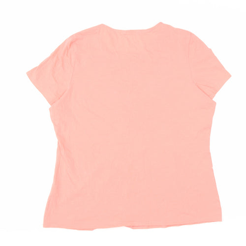 Preworn Womens Pink Cotton Basic T-Shirt Size 20 Round Neck