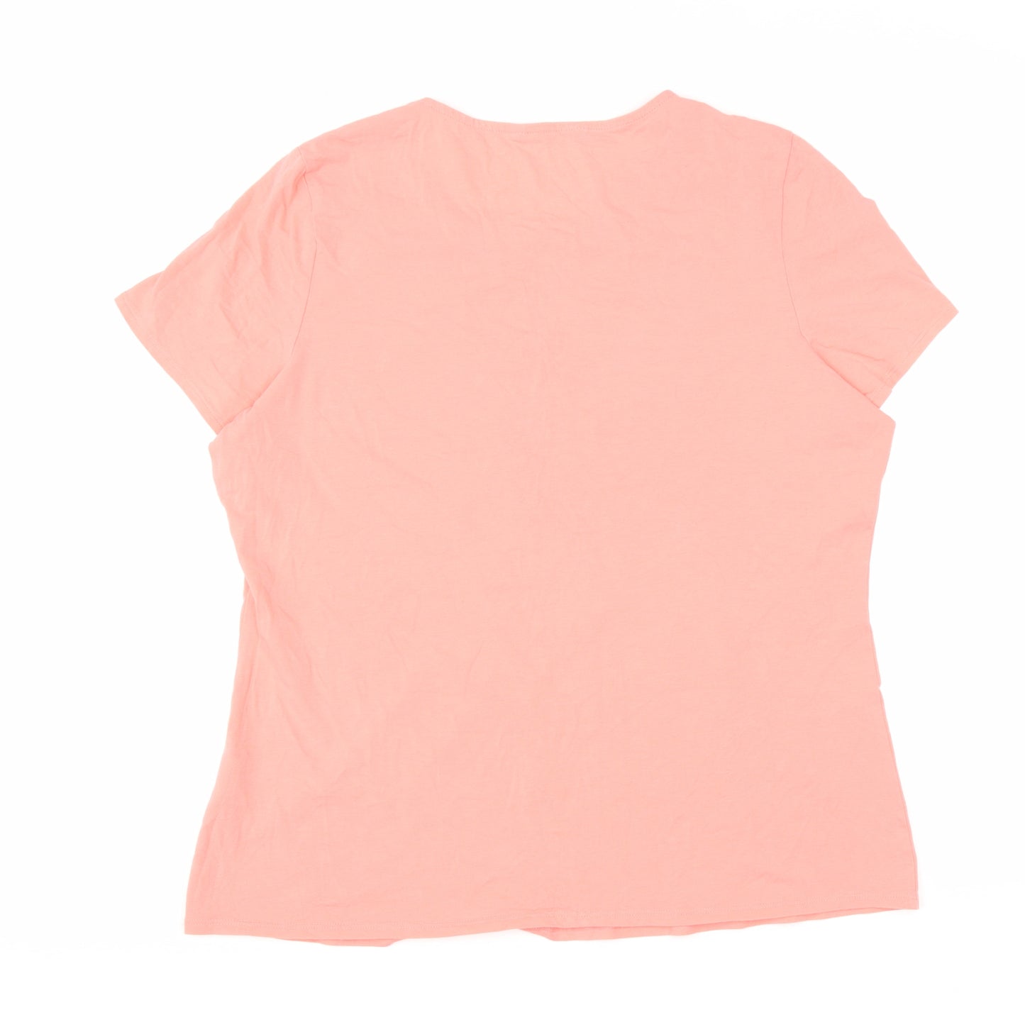 Preworn Womens Pink Cotton Basic T-Shirt Size 20 Round Neck