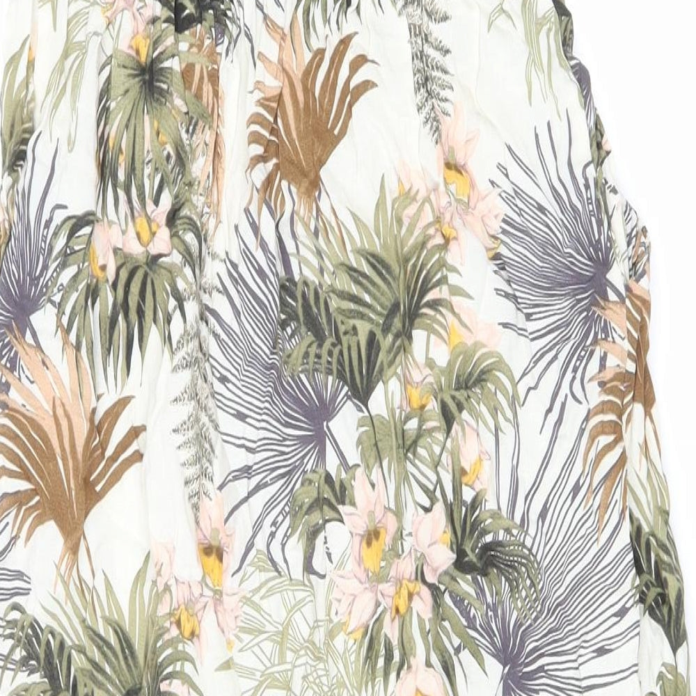 Warehouse Womens Multicoloured Floral Viscose Fit & Flare Size 10 Off the Shoulder Pullover