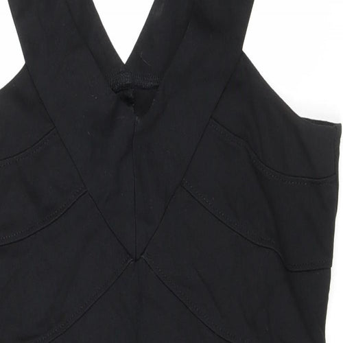 Dorothy Perkins Womens Black Viscose Bodycon Size 14 V-Neck Zip
