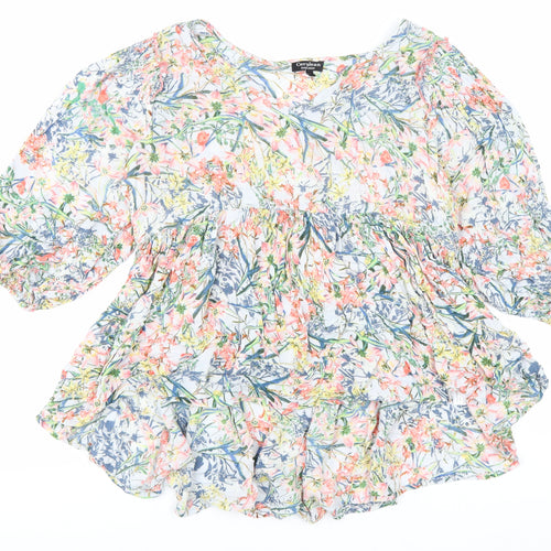 Cerulean Womens Multicoloured Floral Viscose Basic Blouse Size S Boat Neck