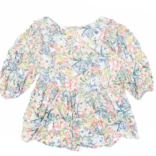 Cerulean Womens Multicoloured Floral Viscose Basic Blouse Size S Boat Neck