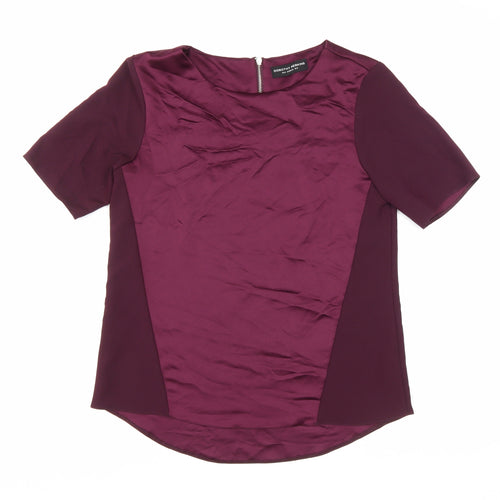 Dorothy Perkins Womens Purple Polyester Basic Blouse Size 8 Round Neck