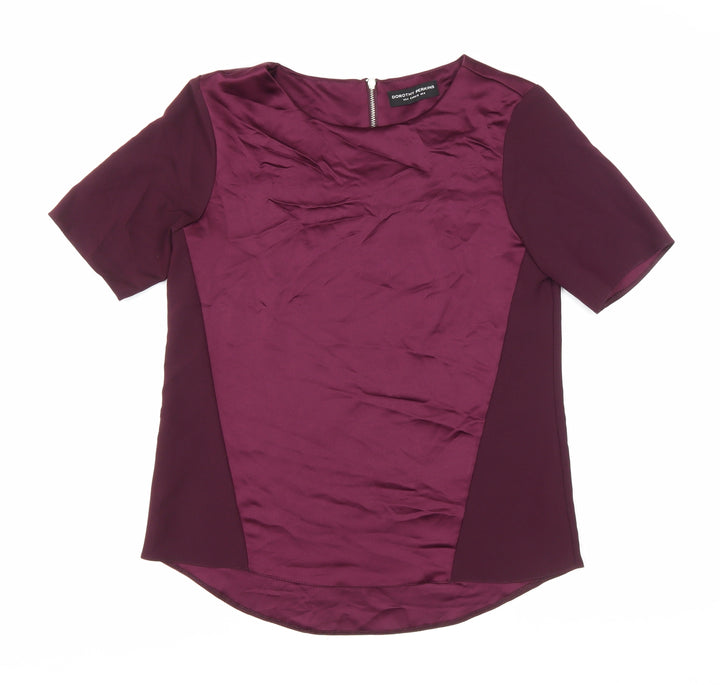 Dorothy Perkins Womens Purple Polyester Basic Blouse Size 8 Round Neck