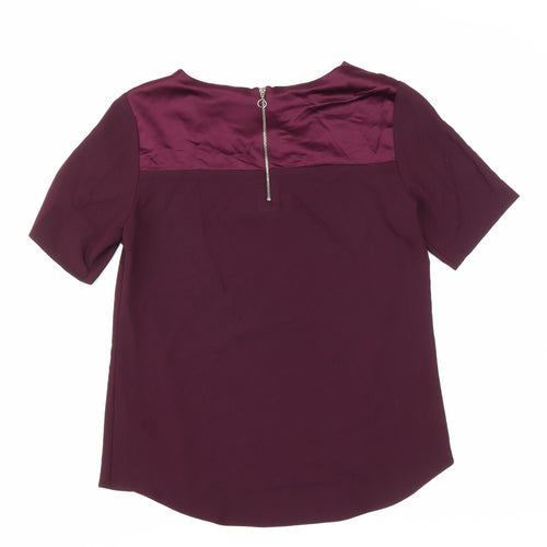 Dorothy Perkins Womens Purple Polyester Basic Blouse Size 8 Round Neck