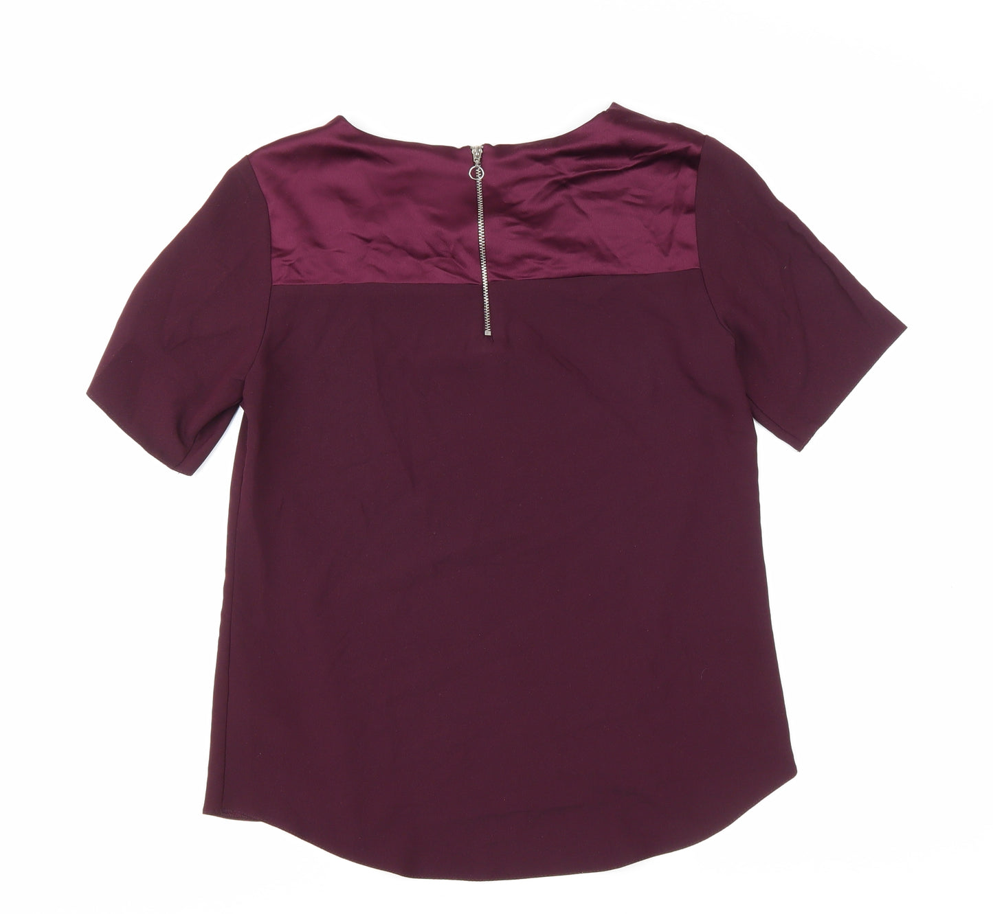 Dorothy Perkins Womens Purple Polyester Basic Blouse Size 8 Round Neck