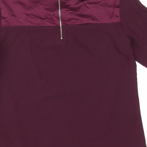 Dorothy Perkins Womens Purple Polyester Basic Blouse Size 8 Round Neck