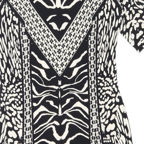Marks and Spencer Womens Black Geometric Polyester Bodycon Size 12 Boat Neck Pullover