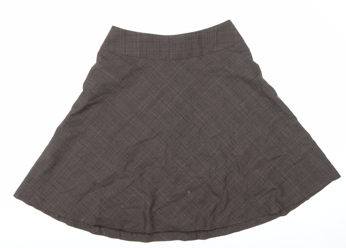 KEW Womens Brown Plaid Wool Flare Skirt Size 12 Zip