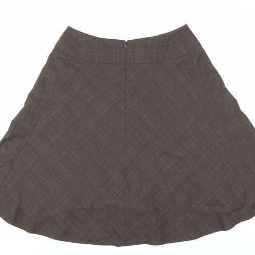KEW Womens Brown Plaid Wool Flare Skirt Size 12 Zip