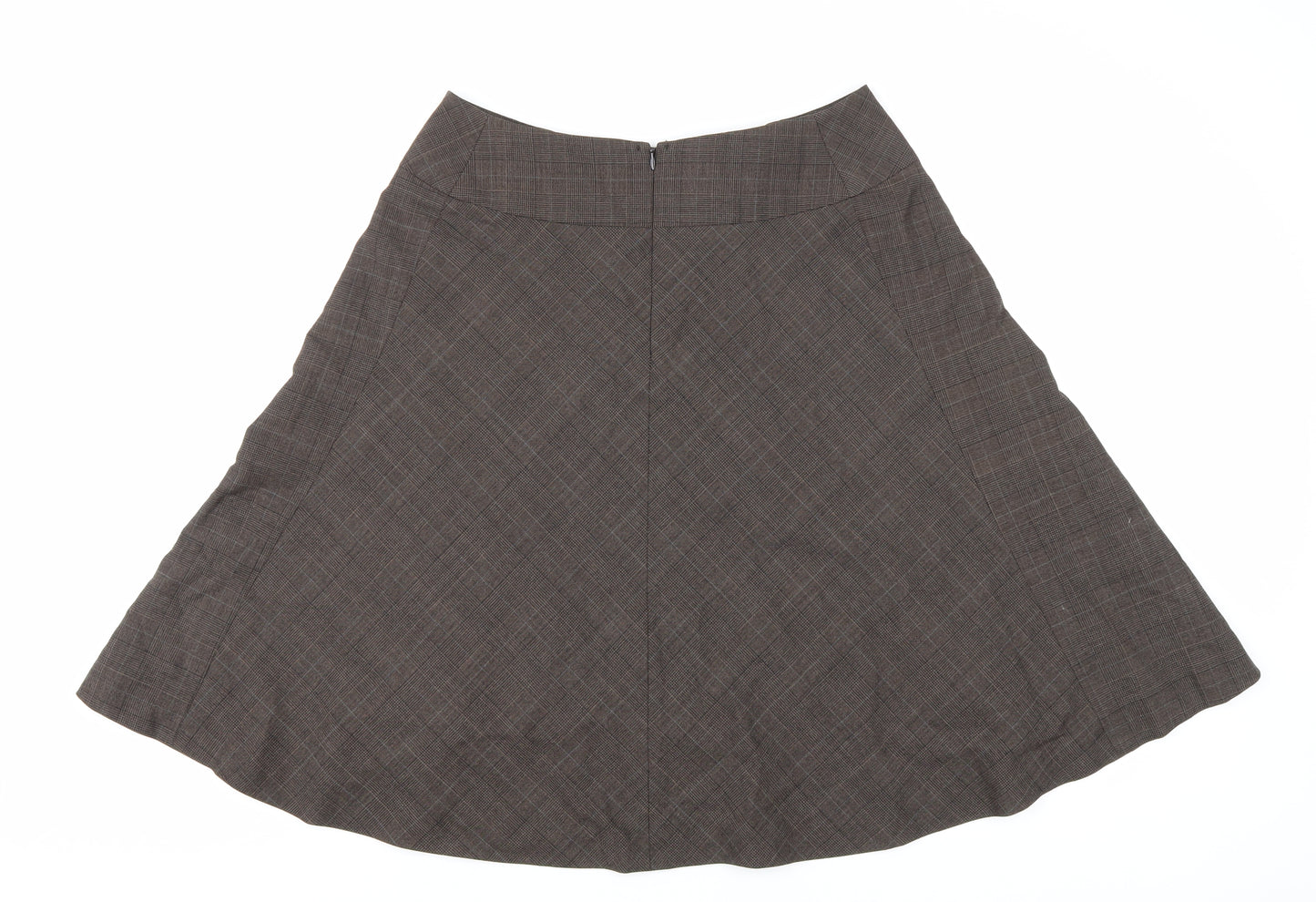 KEW Womens Brown Plaid Wool Flare Skirt Size 12 Zip