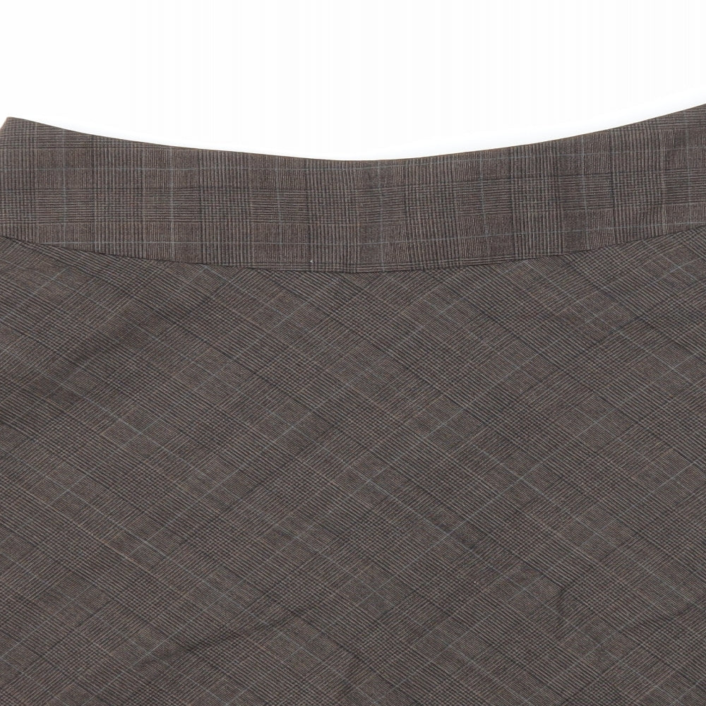 KEW Womens Brown Plaid Wool Flare Skirt Size 12 Zip