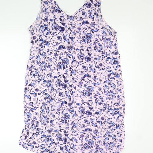 Gap Womens Pink Floral Viscose Tank Dress Size L V-Neck Pullover