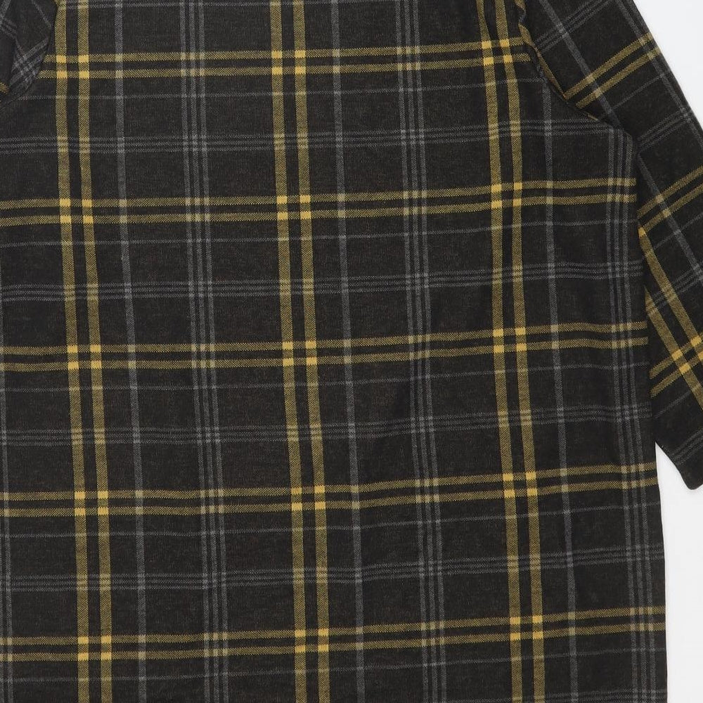 TU Womens Grey Plaid Polyester Jumper Dress Size 22 High Neck Pullover