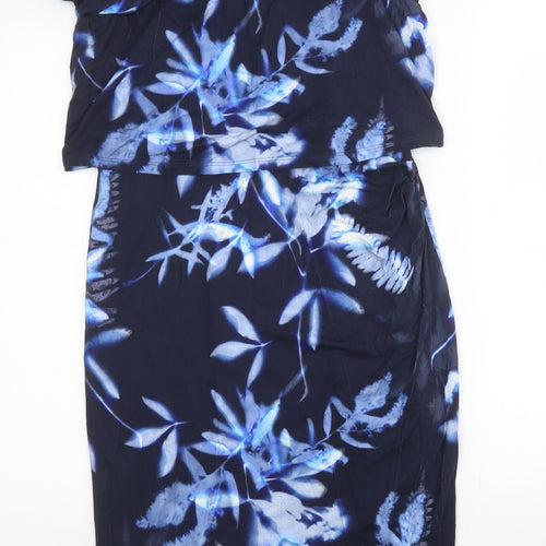Phase Eight Womens Black Floral Viscose A-Line Size 12 Round Neck Pullover