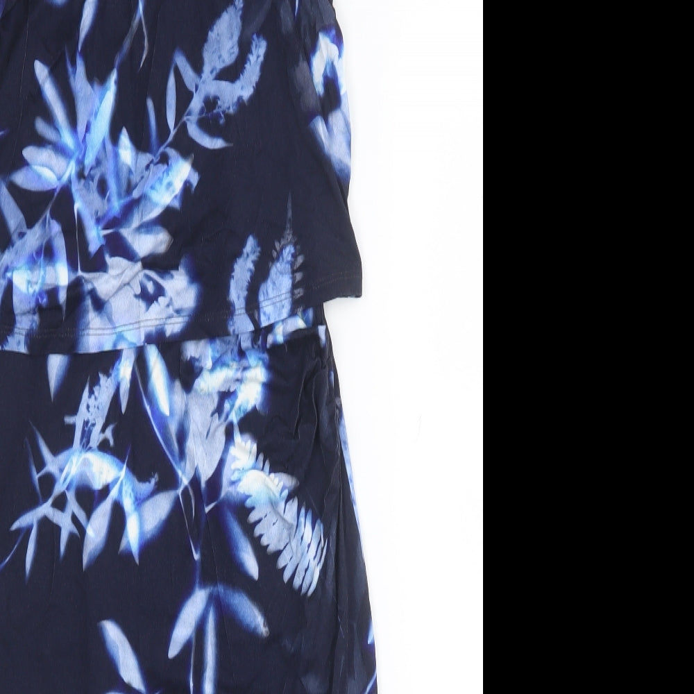 Phase Eight Womens Black Floral Viscose A-Line Size 12 Round Neck Pullover