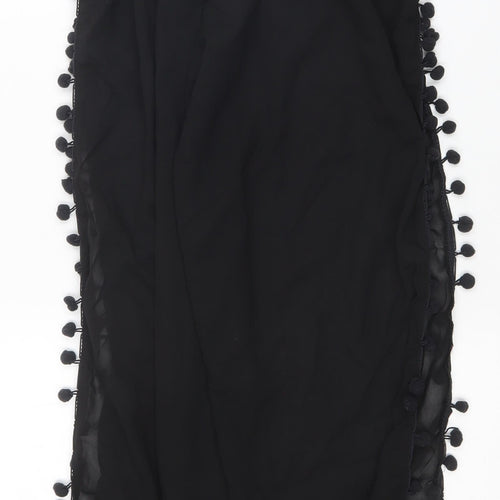 Boohoo Womens Black Polyester Harem Trousers Size S L29 in Regular Tie - Beach Pants PonPons