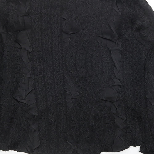 CMD Womens Black Polyester Jersey Blouse Size 16 Boat Neck - Textured