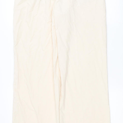 Pull&Bear Womens Ivory Viscose Trousers Size M L32 in Regular Button