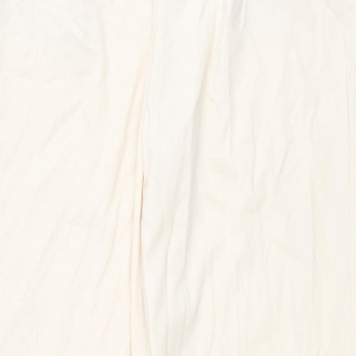 Pull&Bear Womens Ivory Viscose Trousers Size M L32 in Regular Button