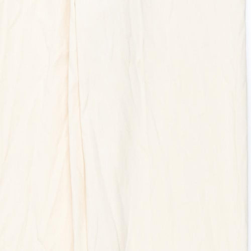 Pull&Bear Womens Ivory Viscose Trousers Size M L32 in Regular Button