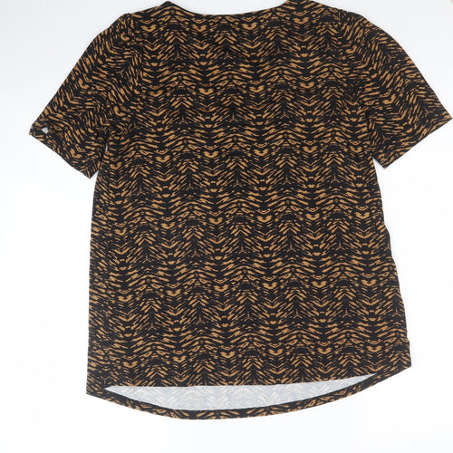 Very Womens Black Geometric Viscose Jersey T-Shirt Size 12 V-Neck