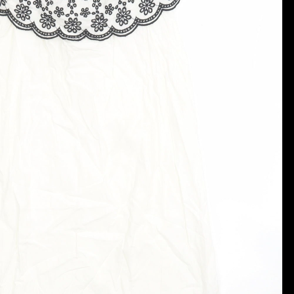 River Island Girls White Cotton Tank Dress Size 12 Years Off the Shoulder Pullover