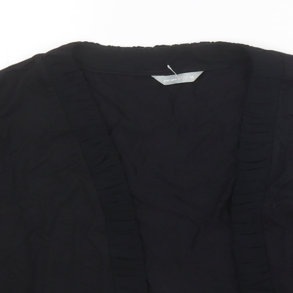 Per Una Womens Black V-Neck Viscose Cardigan Jumper Size 14