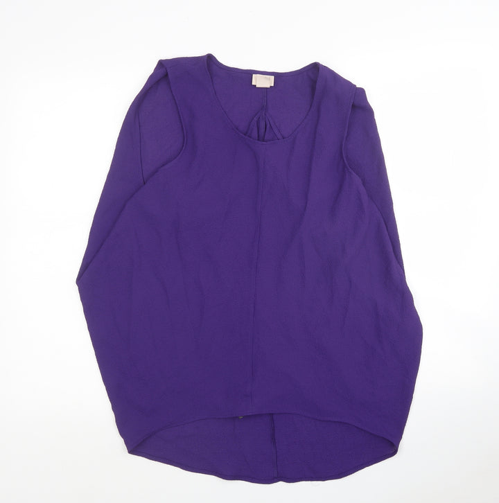 H&M Womens Purple Polyester Tunic Blouse Size 12 Round Neck