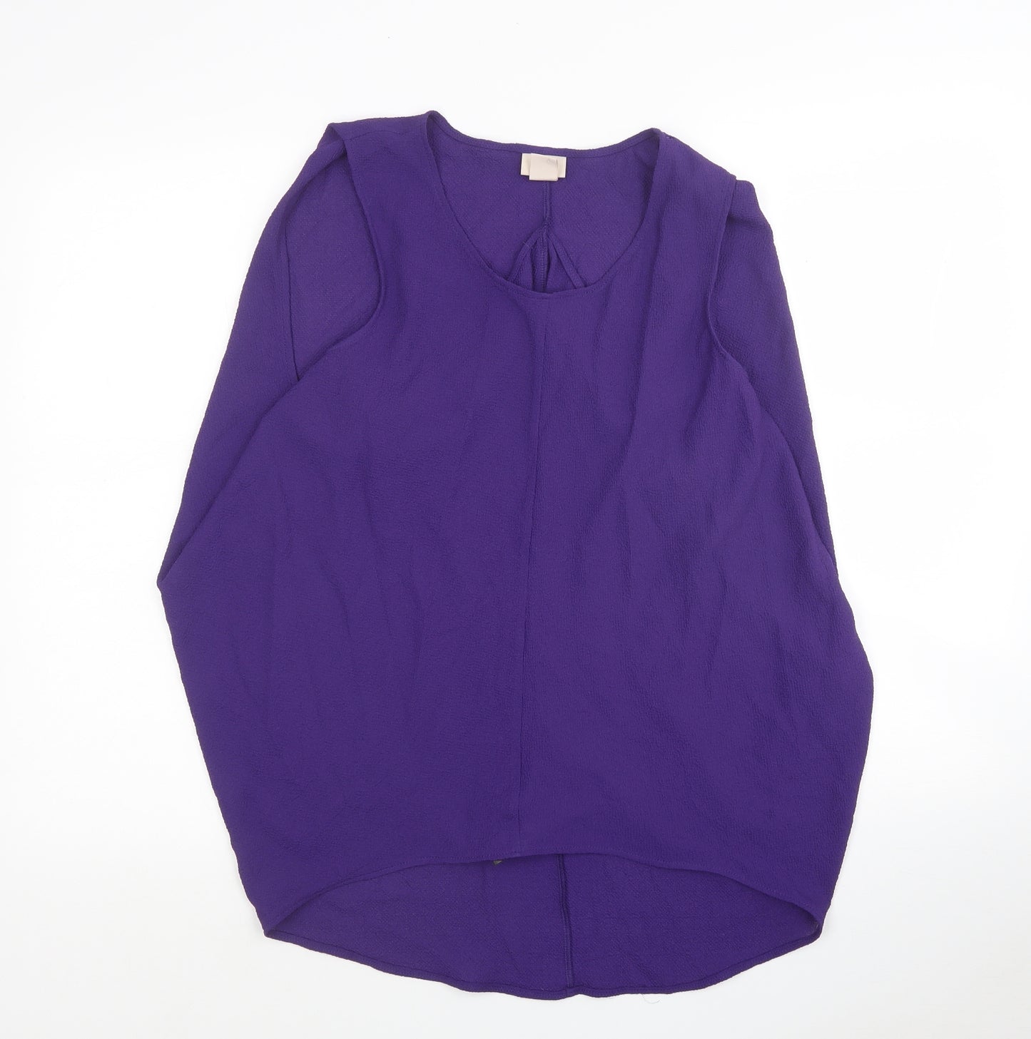 H&M Womens Purple Polyester Tunic Blouse Size 12 Round Neck