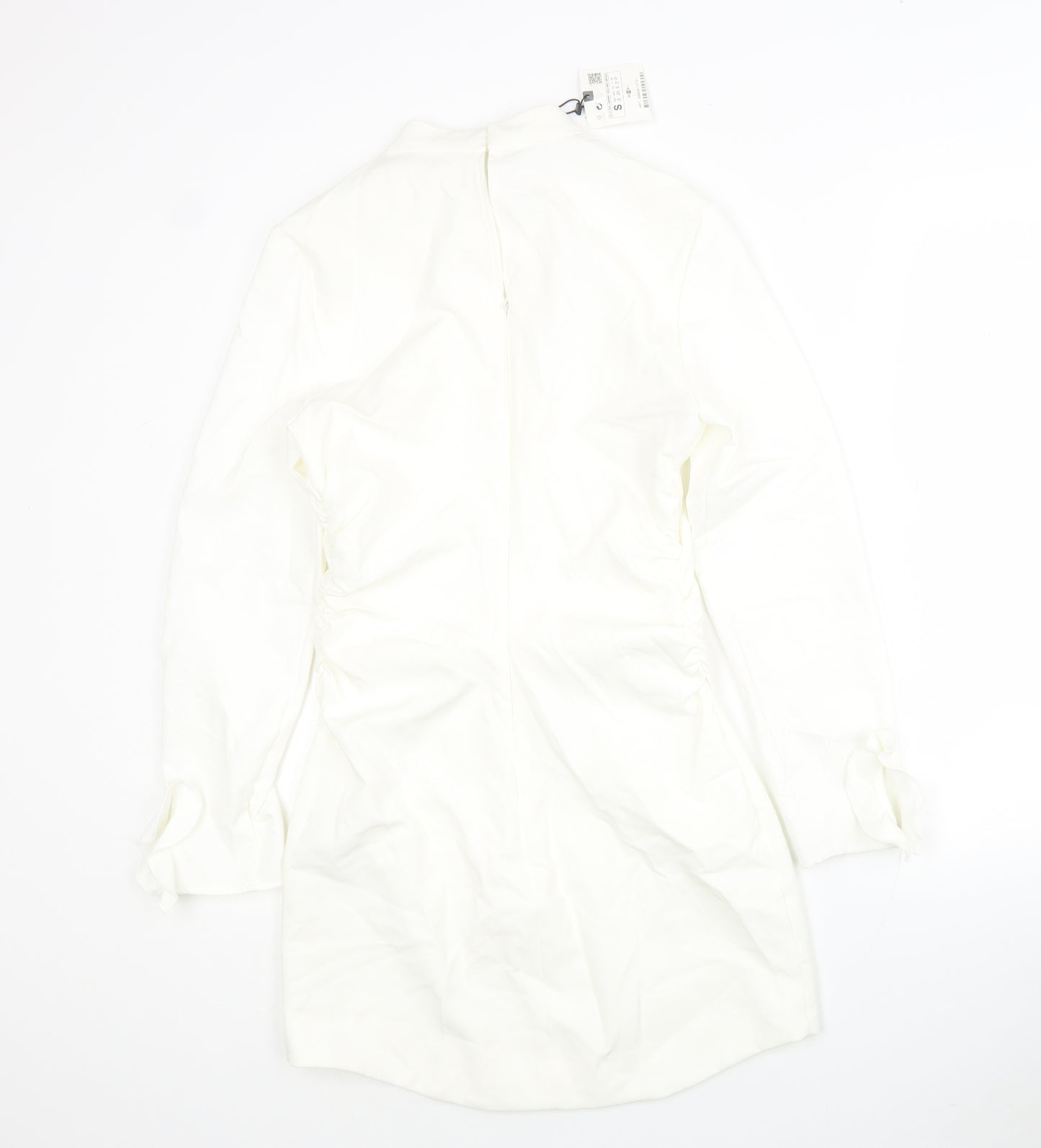Zara Womens Ivory Polyester Bodycon Size S Round Neck Zip