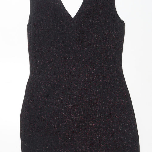 Red Herring Womens Black Polyester Bodycon Size 12 V-Neck Pullover