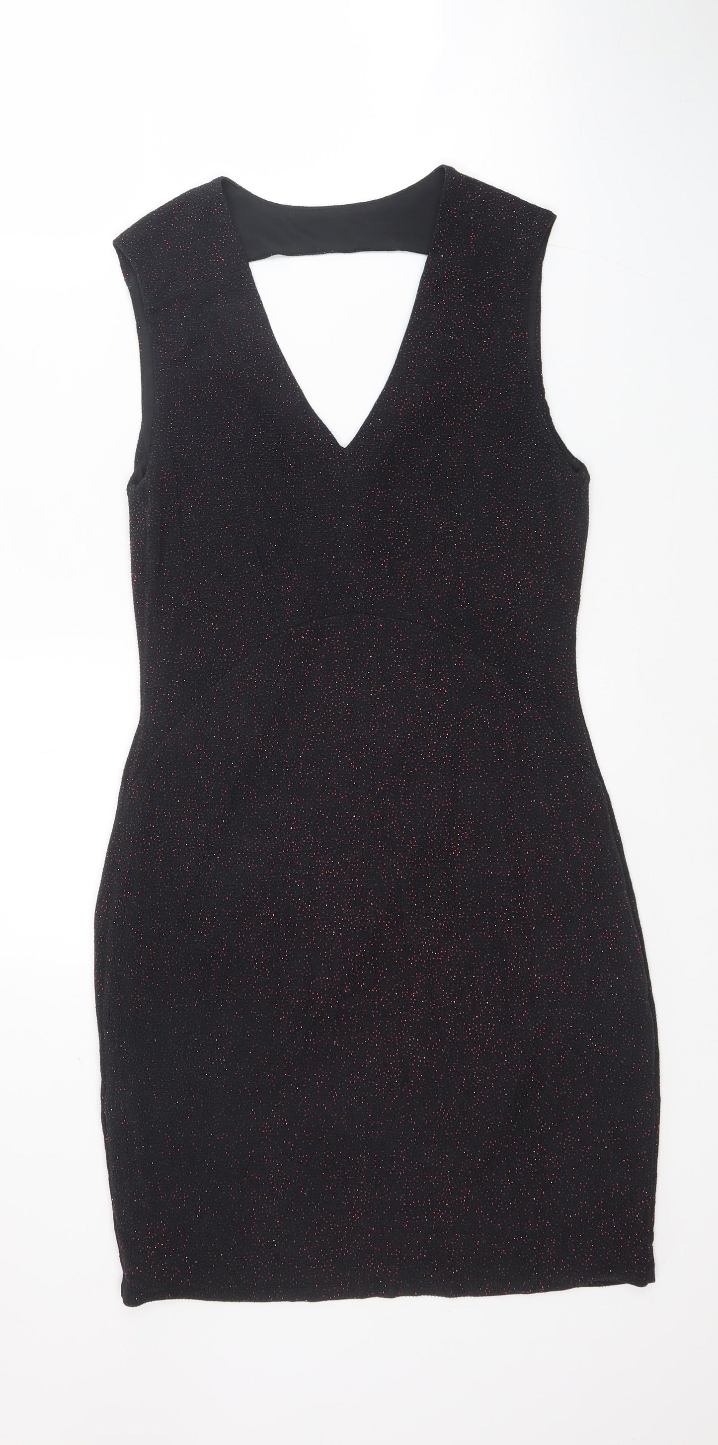 Red Herring Womens Black Polyester Bodycon Size 12 V-Neck Pullover