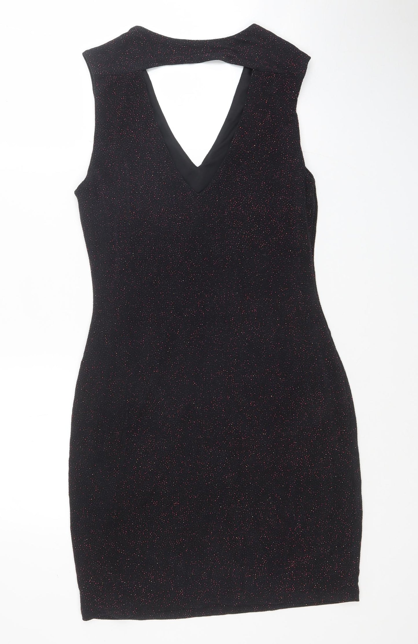 Red Herring Womens Black Polyester Bodycon Size 12 V-Neck Pullover