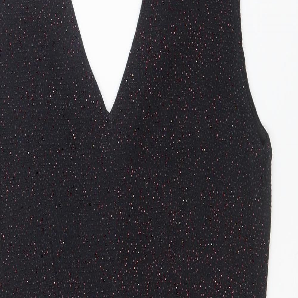 Red Herring Womens Black Polyester Bodycon Size 12 V-Neck Pullover