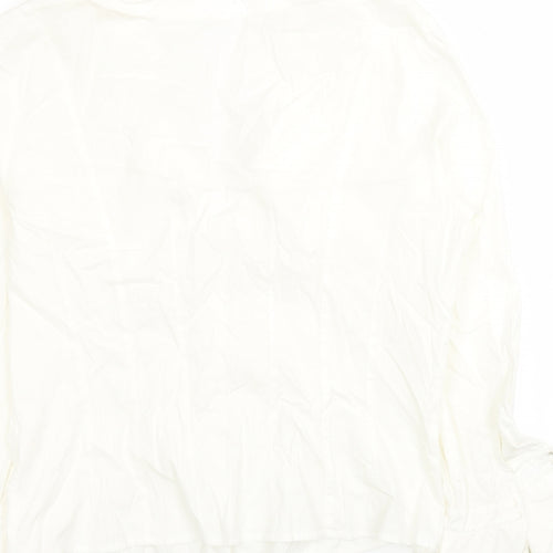 DIFFERENCE Womens White Cotton Jersey Blouse Size 4 Collared - Roses