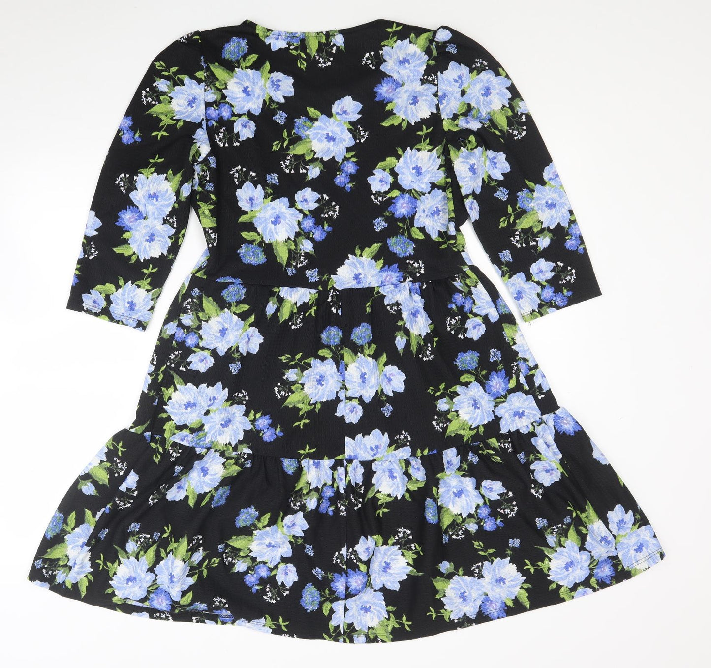 Dorothy Perkins Womens Black Floral Polyester Fit & Flare Size 10 Round Neck Pullover